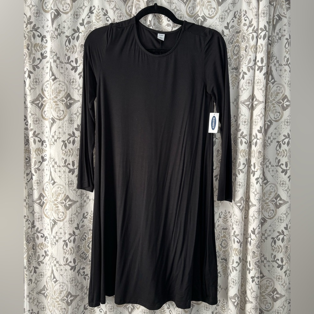 NWT - Old Navy Black Long Sleeve Jersey Swing Dress
